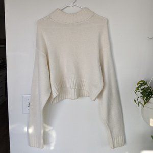 Wilfred Free white wool mockneck cropped sweater